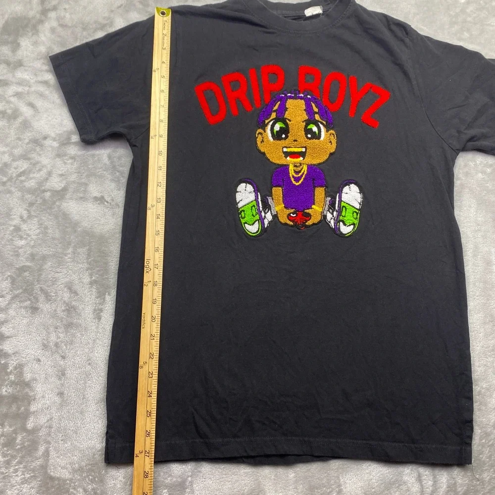 FWRD Denim Drip Boyz Chenille Patch Graphic T-Shirt Black Mens‎ Large Street
